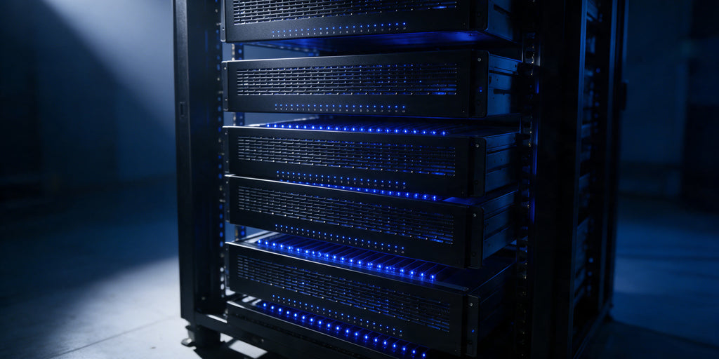 Varias unidades apiladas en rack de 19 pulgadas